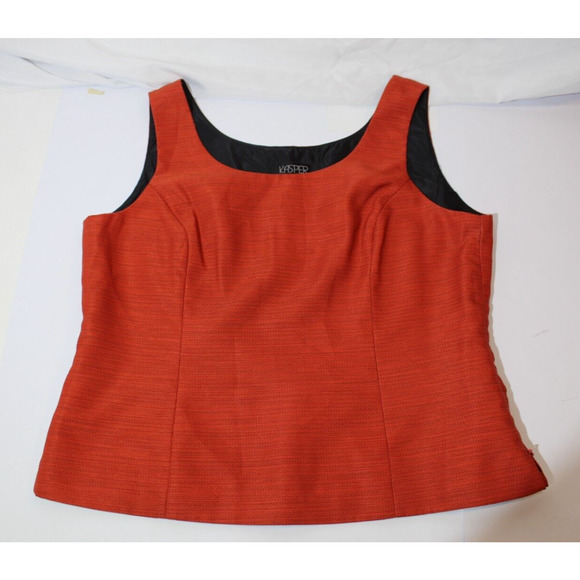 Kasper 2pc Suit Blazer/Jacket Open Front & Tank Top Orange Women's 14 Office - Picture 6 of 16